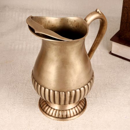 Handmade Silver Finish White Metal Jug for Home Decor