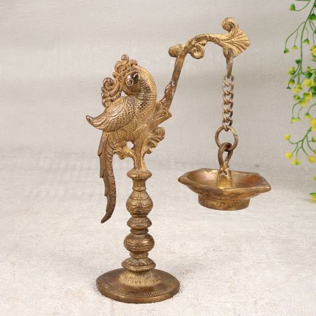 Handmade Premium Brass Peacock Oil Lamp for Decoration