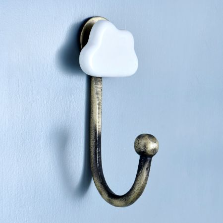 White Cloud Ceramic Metal Hook Antique Fitting