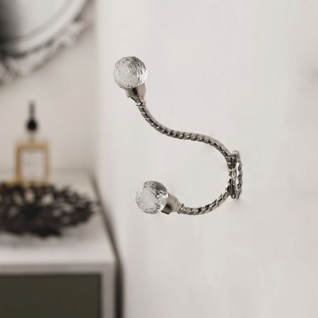 Round Clear Cut Glass Iron Heavy Duty Wall Hook