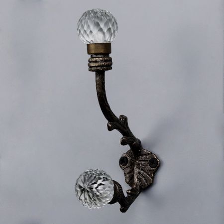 Clear Glass Round Iron Heavy Duty Wall Hook