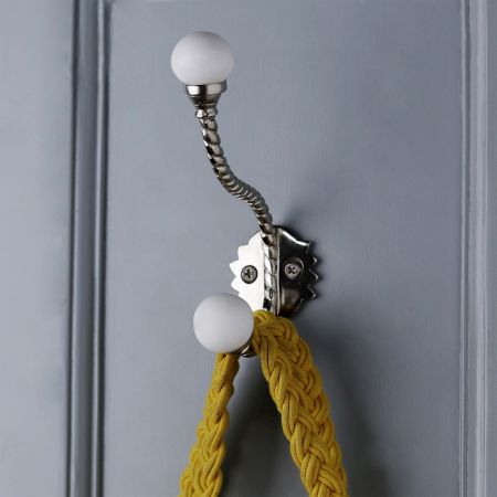 Solid White Ceramic Iron Heavy Duty Wall Hook-EHG-44