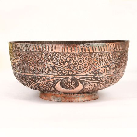 Beautiful Brown Finish Copper Bowl in Islamic Art for Decor
