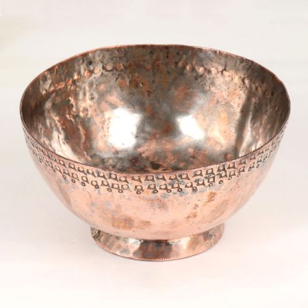 Vintage Islamic Art Copper Bowl in Antique Brown Finish