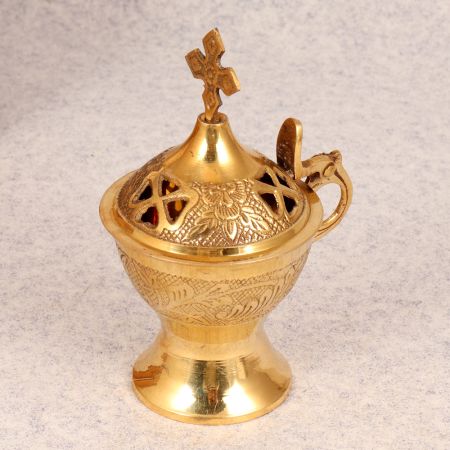 Handmade Golden Shiny Brass Incense Burner for Decor
