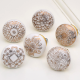6 Pieces Golden Flower Flat Ceramic Drawer Knob