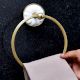 Handmade Brass and Ceramic Towel Ring Hanger in Golden Finish
