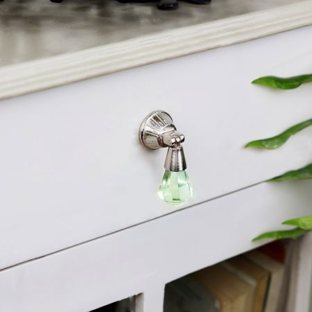 Mint Octagon Glass Pull Teardrop Cabinet Knob