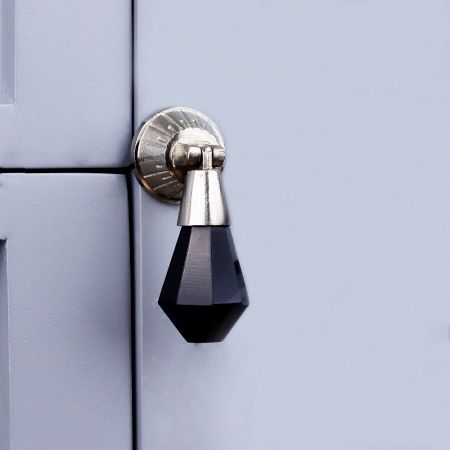 Black Octagon Teardrop Glass Pull Cabinet Knob