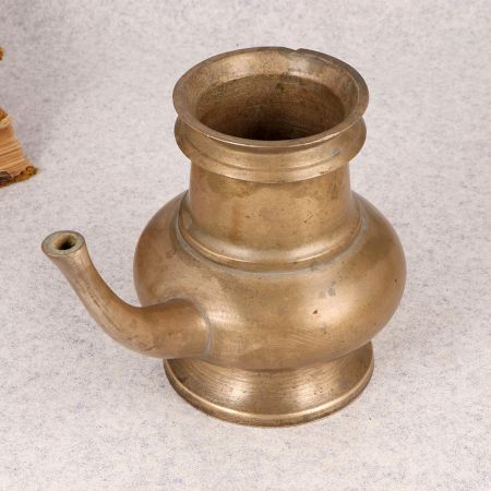 Brown Handmade Water Pot with Spout Made of Brass