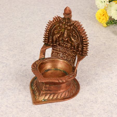 South Indian Brass Gajlakshmi Oil Lamp for Prayer Room