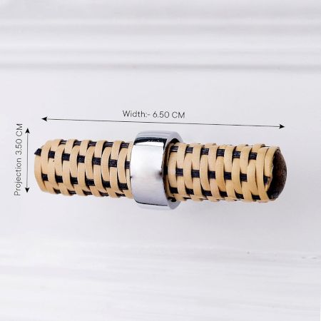 Adjustable Rattan Natural Black Cabinet Knobs Dresser Pulls