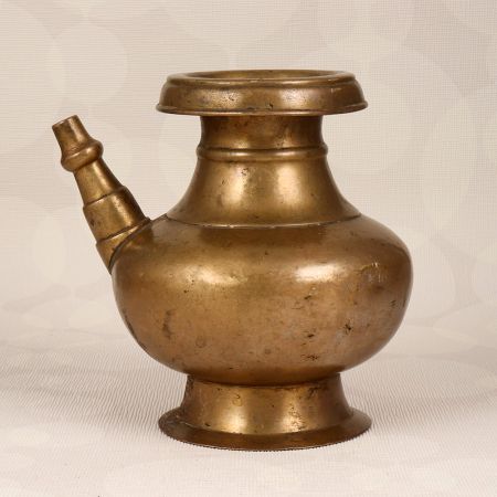 Elegant Brown Brass Water Pot with Spout for Prayer Room