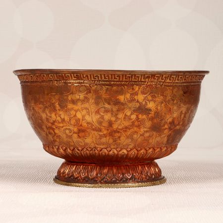 Tibetan Art Finest Copper Bowl with Engraving for Decor