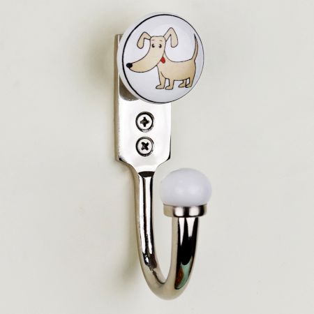 Puppy Ceramic Kids Wall Hook