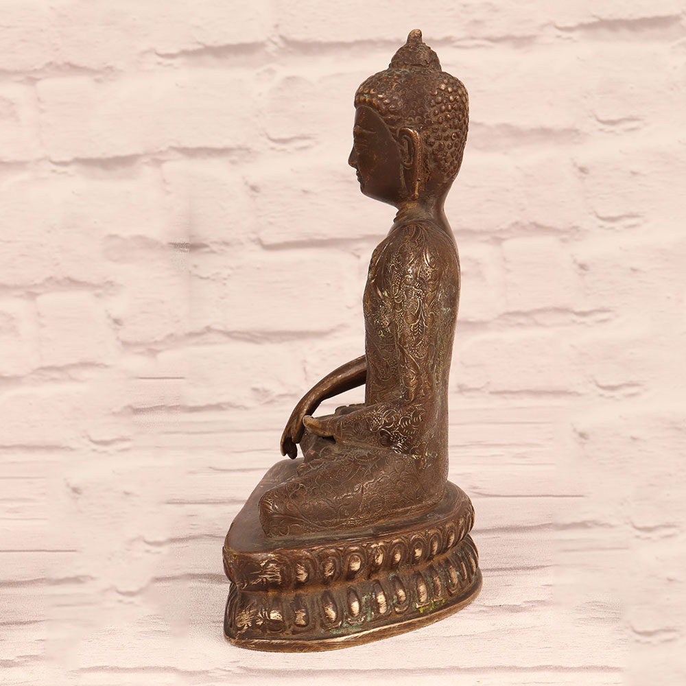 Handmade Vintage Brass Lord Buddha Statue for Decoration