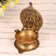 Vintage Brass Lakshmi Ganesha Oil Lamp in South Indian Art