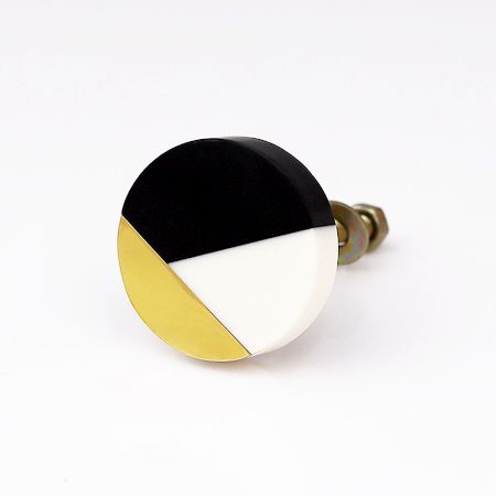 Black Wood Brass Resin Round Dresser knob