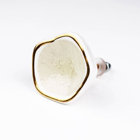 Cream Ceramic Cabinet Knob in Silver Fitting