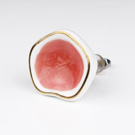 Pink Ceramic Dresser Knob in Silver Fitting