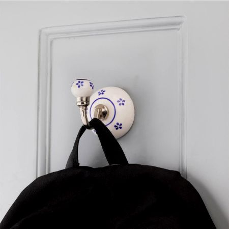 Blue Floral Ceramic Hooks