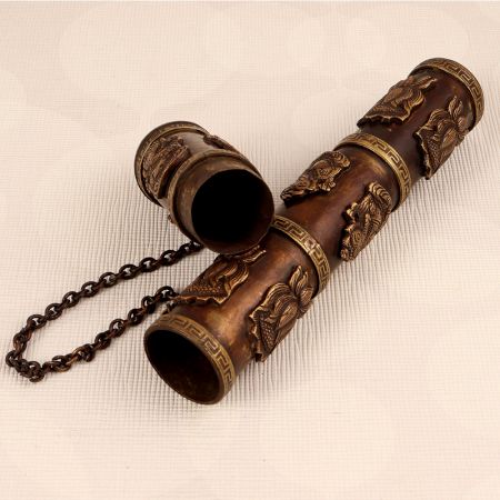 Tibetan Brass Copper Incense Case Holder for Decoration