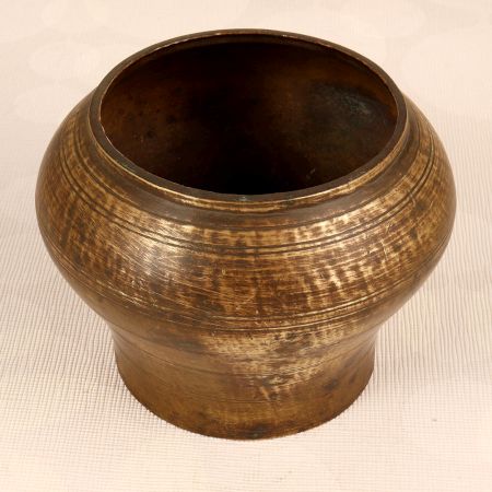 South Indian Art Brass Holy Pot in Vintage Brown Finish