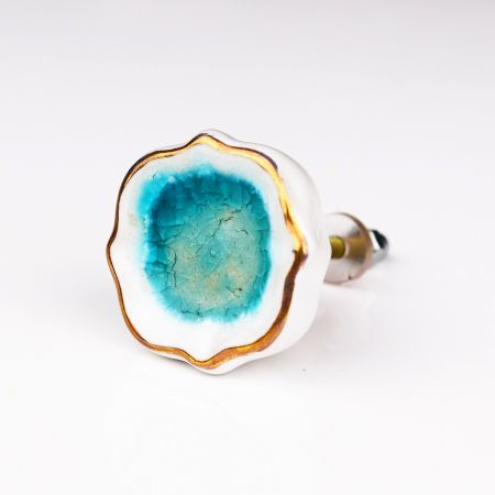 Sea Green Solid Gold Line Ceramic Drawer Knob