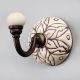 White With Brown Amarylis Etched Ceramic Wall Hook