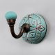Sea Green And Brown Etched Ceramic Wall Hook