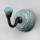 Sea Green Etched Pattern Ceramic Wall Hook Online