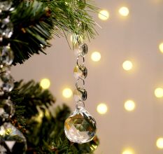 10 Strand- 10 Crystal Drop and 100 Beads Clear Chandelier Replacement Glass Christmas Ornaments