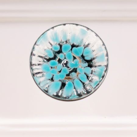 Clear and Turquoise Round Glass Cabinet Knobs