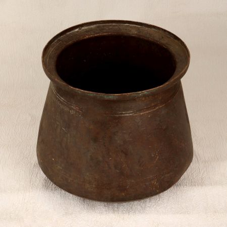 Dark Brown Vintage Brass Holy Pot in South Indian Art