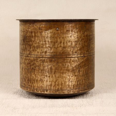 Handcrafted Vintage Brass Pot in Brown Finish for Decor