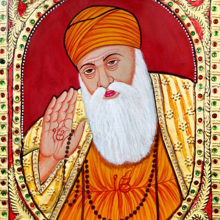 Holy Tanjore Painting of Guru Nanak for Prayer Room