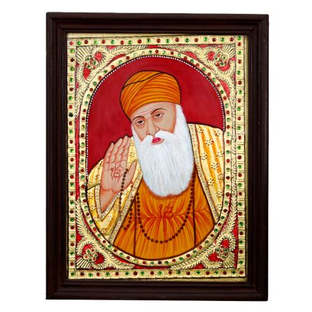 Holy Tanjore Painting of Guru Nanak for Prayer Room