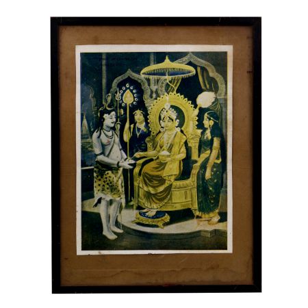Vintage Paper Print of Lord Shiva and Goddess Annapurna for Decor