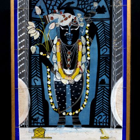 Vintage Paper Painting of Lord Krishna for Prayer Room