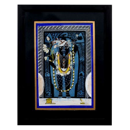 Vintage Paper Painting of Lord Krishna for Prayer Room