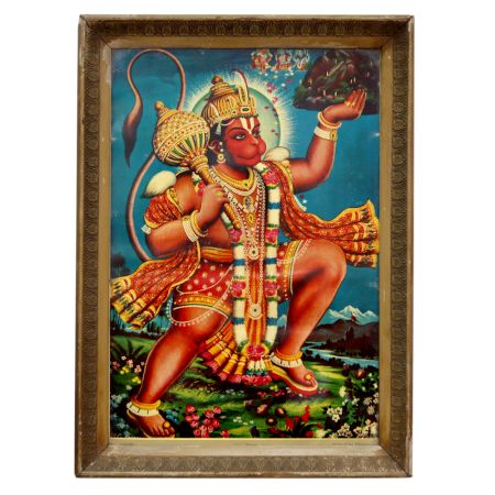 Vintage Paper Print of Lord Hanuman for Prayer Room