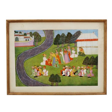 Vintage Used Himalayan Kangra Art Paper Print for Decoration