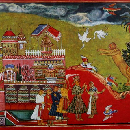 Vintage Ramayana Paper Print in Frame for Decoration