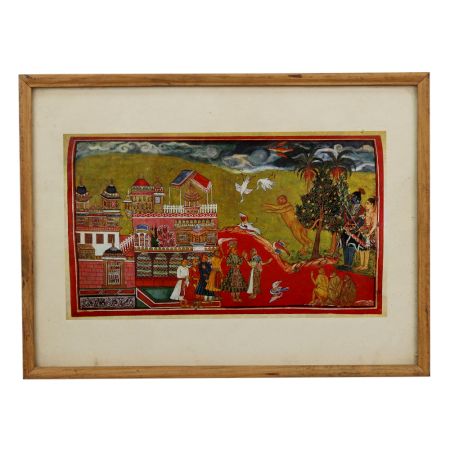 Vintage Ramayana Paper Print in Frame for Decoration