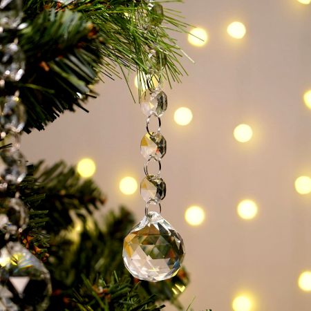 10 Strand- 10 Crystal Drop and 100 Beads Clear Chandelier Replacement Glass Christmas Ornaments