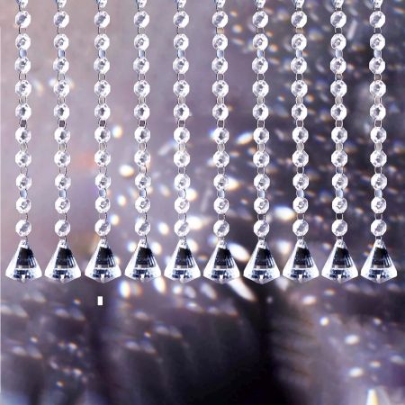 10 Strand- 10 Crystal Drop and 100 Beads Clear Chandelier Replacement Glass Christmas Ornaments