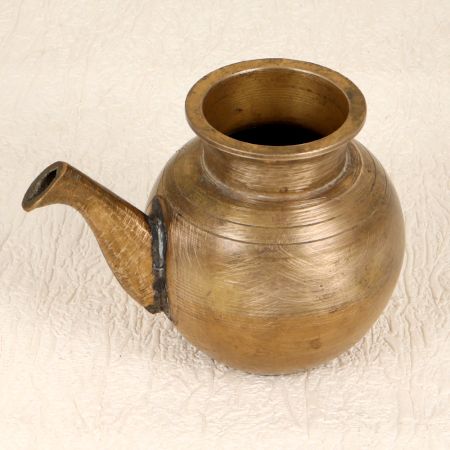 Vintage Handcrafted Brass Holy Pot with Spout for Decoration