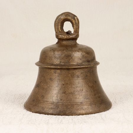 Antique Brown Handmade Temple Bell Made of Bell Metal