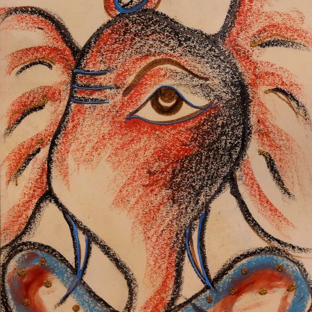 Modern Paper Painting of Lord Ganesha in Frame for Hanging