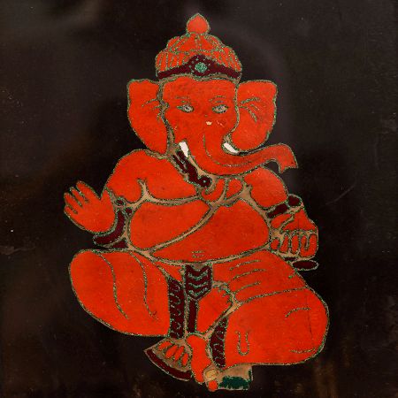 Used Modern Glass Wall Hanging Painting of Lord Ganesha for Decor